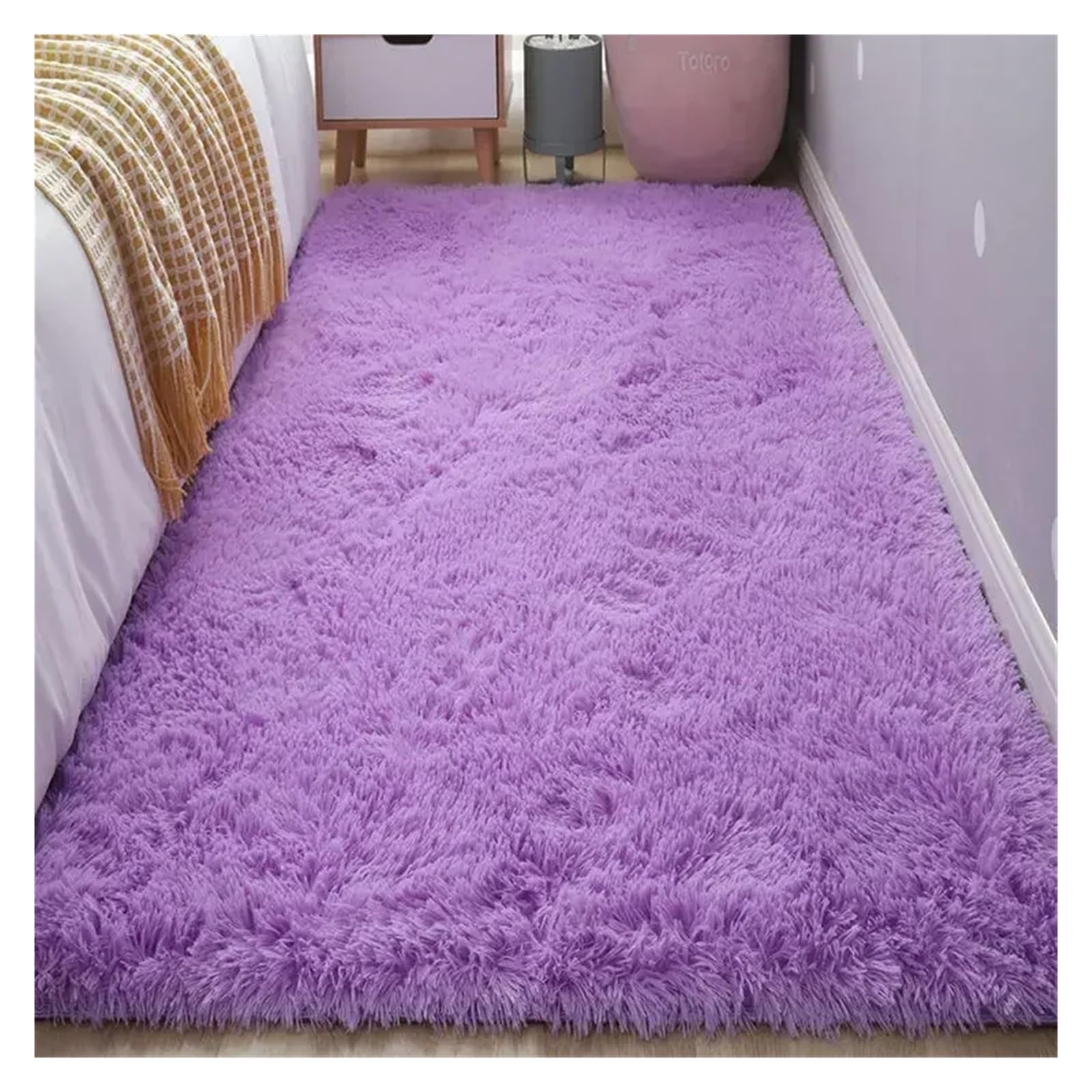 Tapis chambre en peluche violet 60x200 cm pour descente de lit et salon