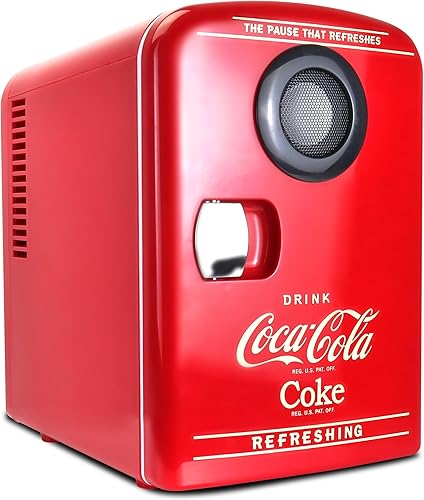 Miniatura 8 de Coca-Cola - Mini refrigerador portátil con altavoz Bluetooth de 12 V, cables de alimentación CACC incluidos, altavoz compacto y enfriador