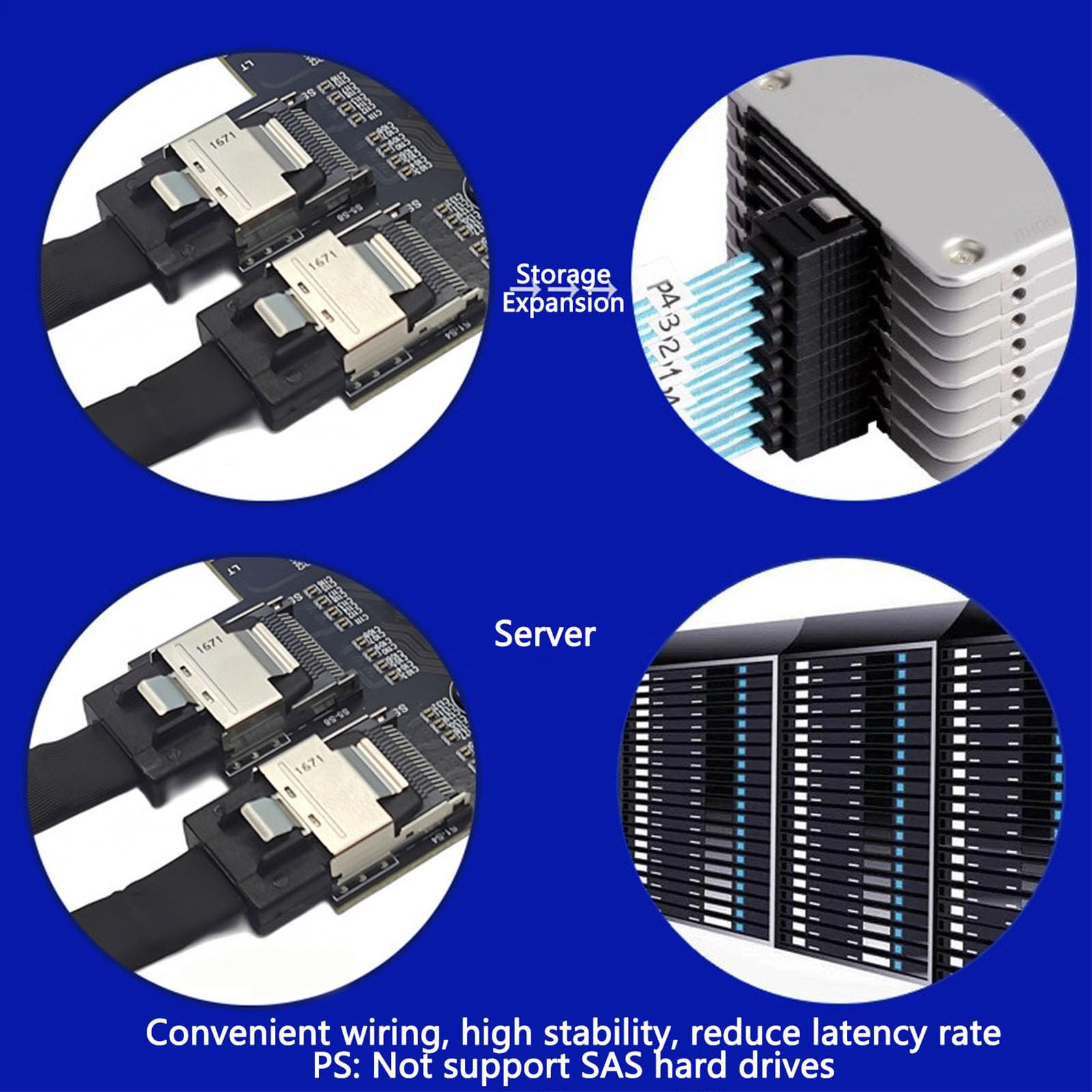 Cuifati PCIe-zu-MiniSAS-Erweiterungskarte, PCIe-zu-2-Port-SFF8087-Adapter mit RTL9101-Chip für NAS-Desktop-Server, 3.0, 6 Gbit/s, 9 Ports, Unterstützt