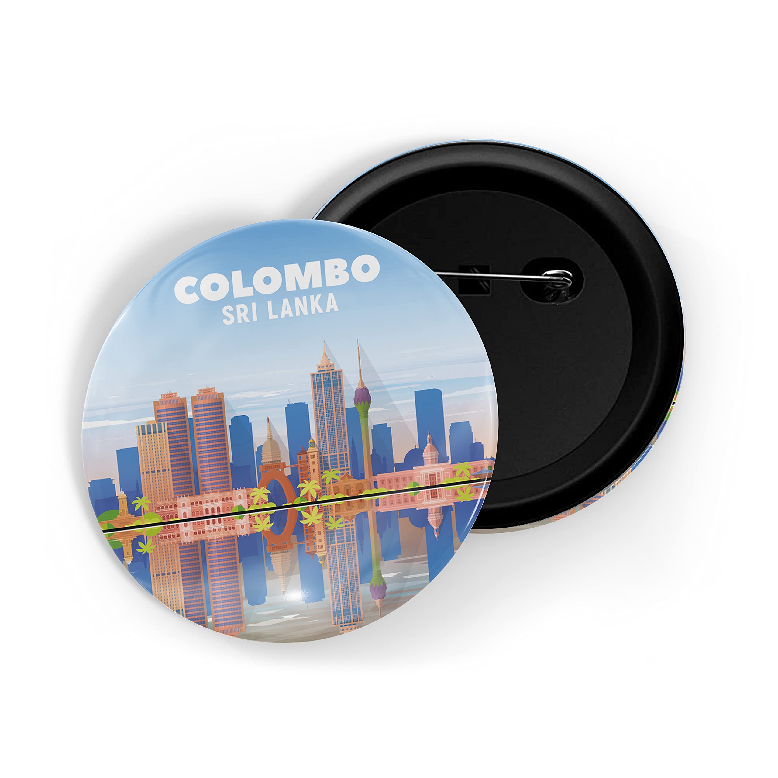 dhcrafts Pin Badges Multicolor Colombo Sri Lanka Glossy Finish Design Pack of 1