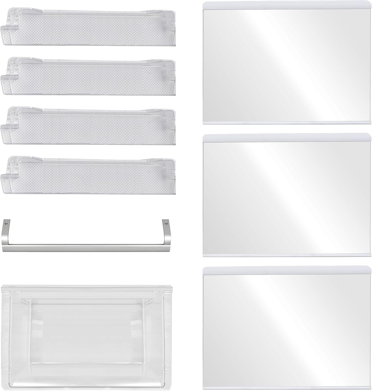 Интерьер view of the Conserv upright freezer with food items stored on shelves and in door bins.