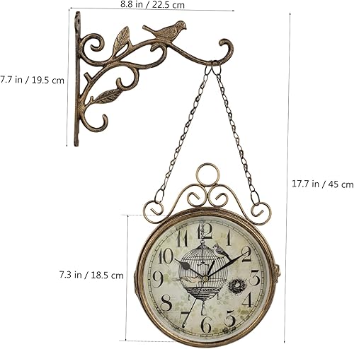 Miniatura 2 de Retro Double- Wall Clock with Bird Design Creative Hanging Clock for Home Decor Elegant and Fashionable Wall Art for Bedroom Living Room Cafe No