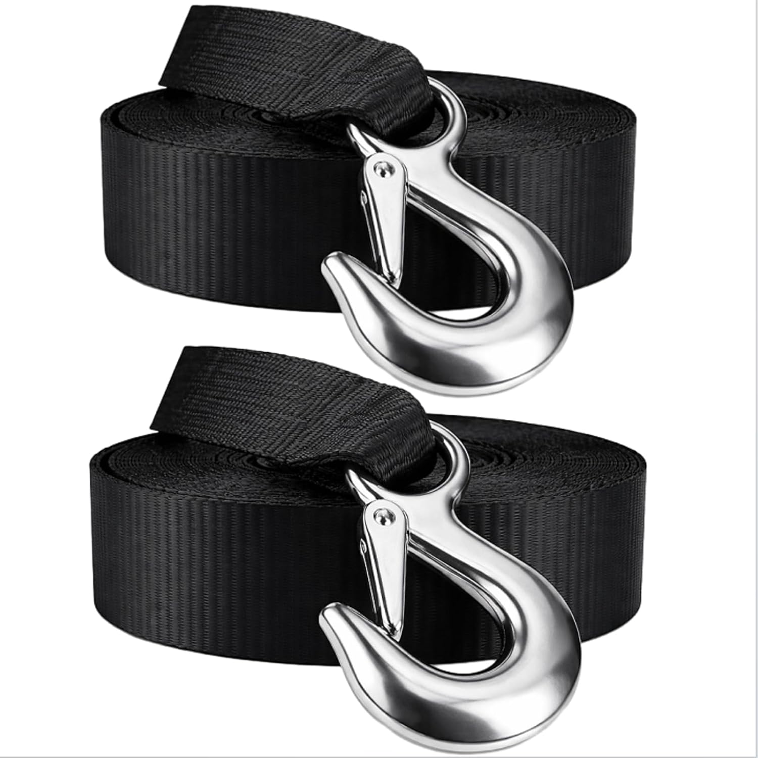 2 Pcs Boat Winch Strap with Hook, 2" x 20 Feet-10000 Lbs Break Strength, Replacement Boat Trailer Winch Strap with Safety Hook, Trailer Accessories for PWC, Pontoon Hand Crank