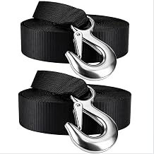 2 Pcs Boat Winch Strap with Hook, 2" x 20 Feet-10000 Lbs Break Strength, Replacement Boat Trailer Winch Strap with Safety Hook, Trailer Accessories for PWC, Pontoon Hand Crank
