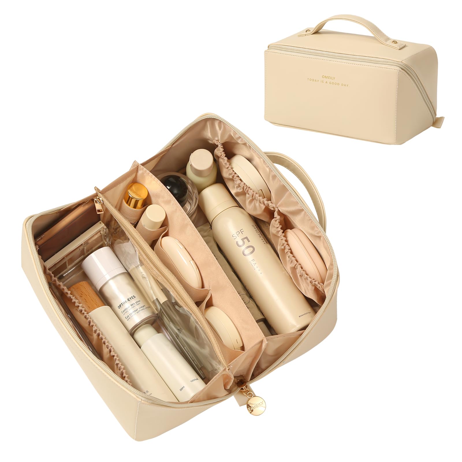 Omeily Travel Makeup Bag Toiletry Bag for Women Large Cosmetic Travel Bag Makeup Storage Box Skincare Organizer Vanity Organizer Bag Multi-Function Makeup Organizer with Compartments Travel essentials