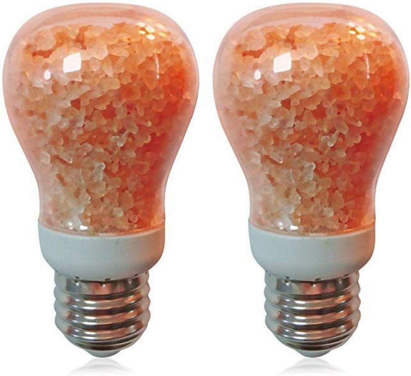 Himalayan Glow Salt LED Light Bulb, 60-Watt Equivalent, Dimmable, A19 Light Bulb, Warm Amber Glow, E26 Edison Light Bulb for Decor, Homes, Offices Kitchen - 2 Counts
