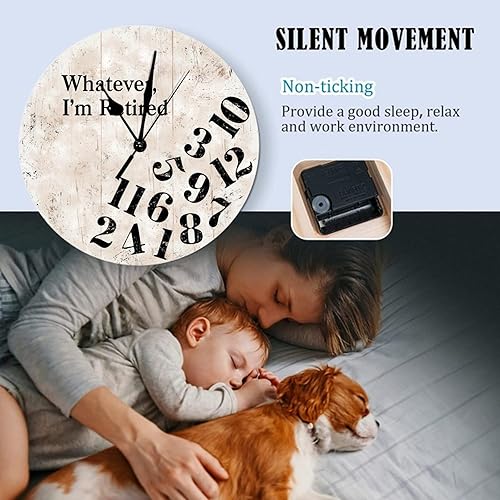 Miniatura 6 de Relojes de cocina Whatever I'm Retired - Reloj de pared de madera, funciona con pilas, reloj de pared de 12 pulgadas para jubilación, reloj de pared