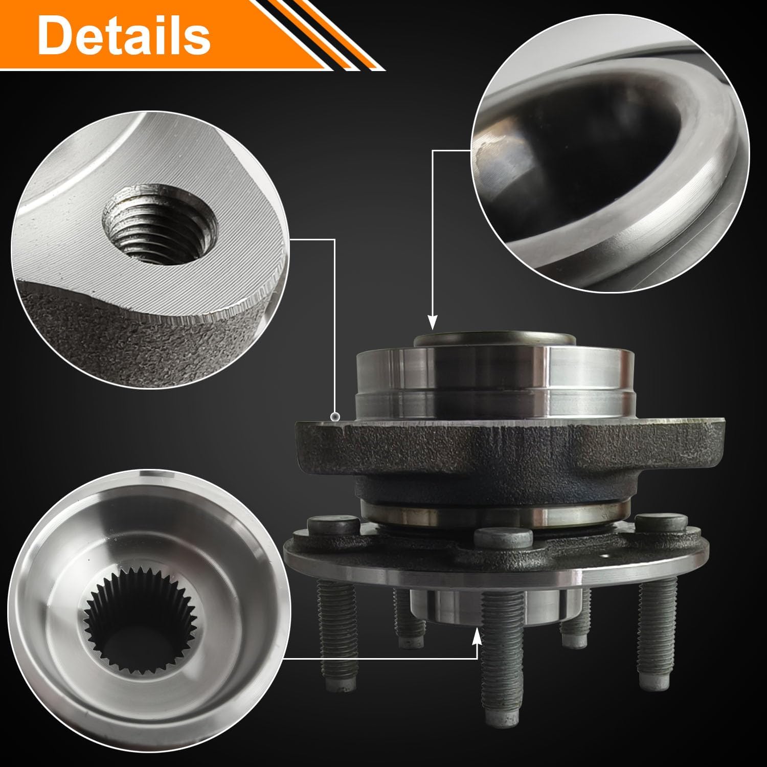 513315 Pair Front Wheel Bearing Hub Assembly Replacement for 2011 2012 2013 2014 2015 Chevy Cruze, 2016 Chevy Cruze Limited 5 Lugs w/ABS, Wheel Bearing Hubs OE BR903815, HA590402, 13500571