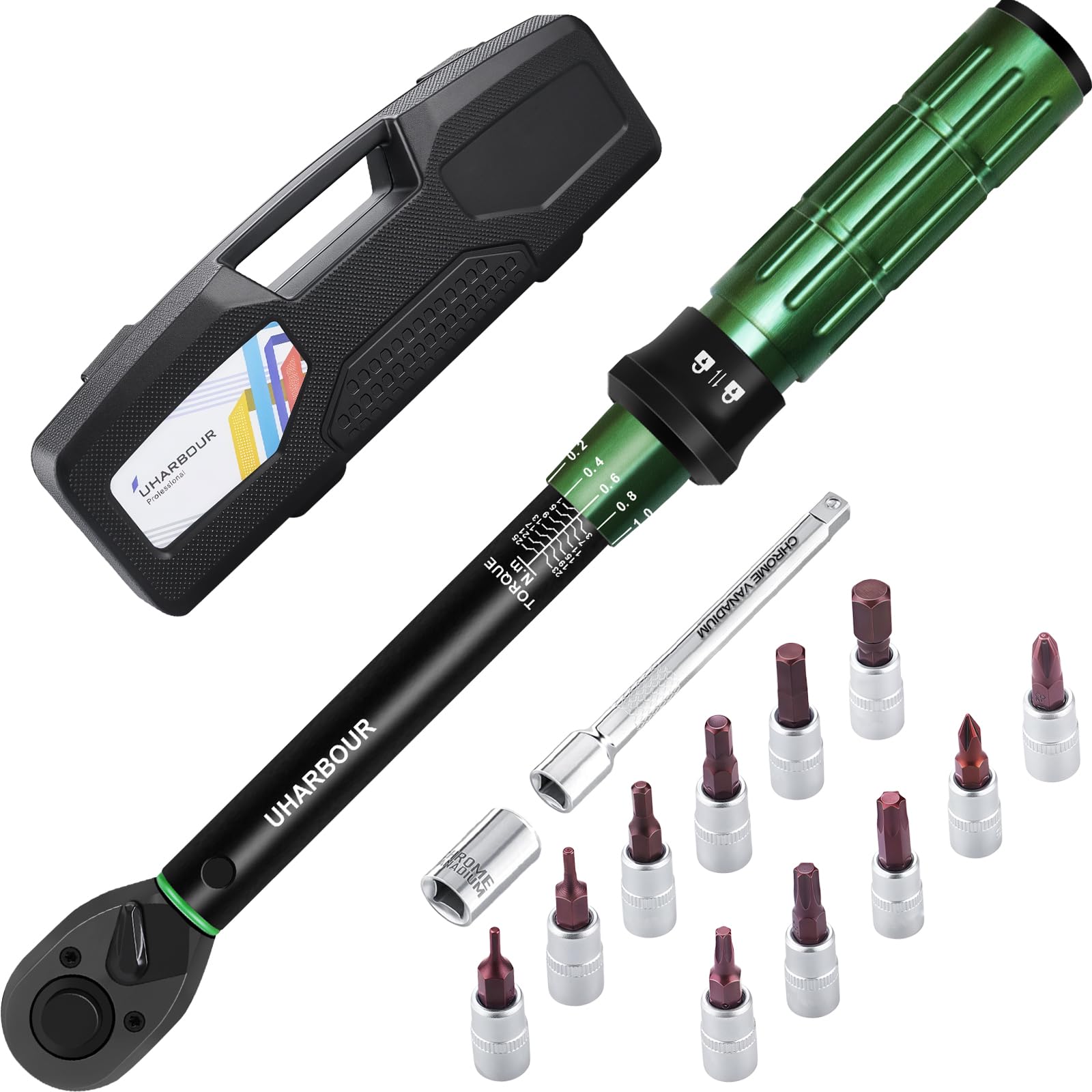 Uharbour Torque Wrench 1/4, Bike Torque Wrench 1-25Nm