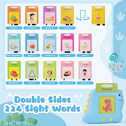 Miniatura 2 de Juguetes de tarjetas flash que hablan para niños de 3, 4, 5, 6, 7 años con 112 tarjetas de 224 lados, terapia del habla, juguete de aprendizaje,