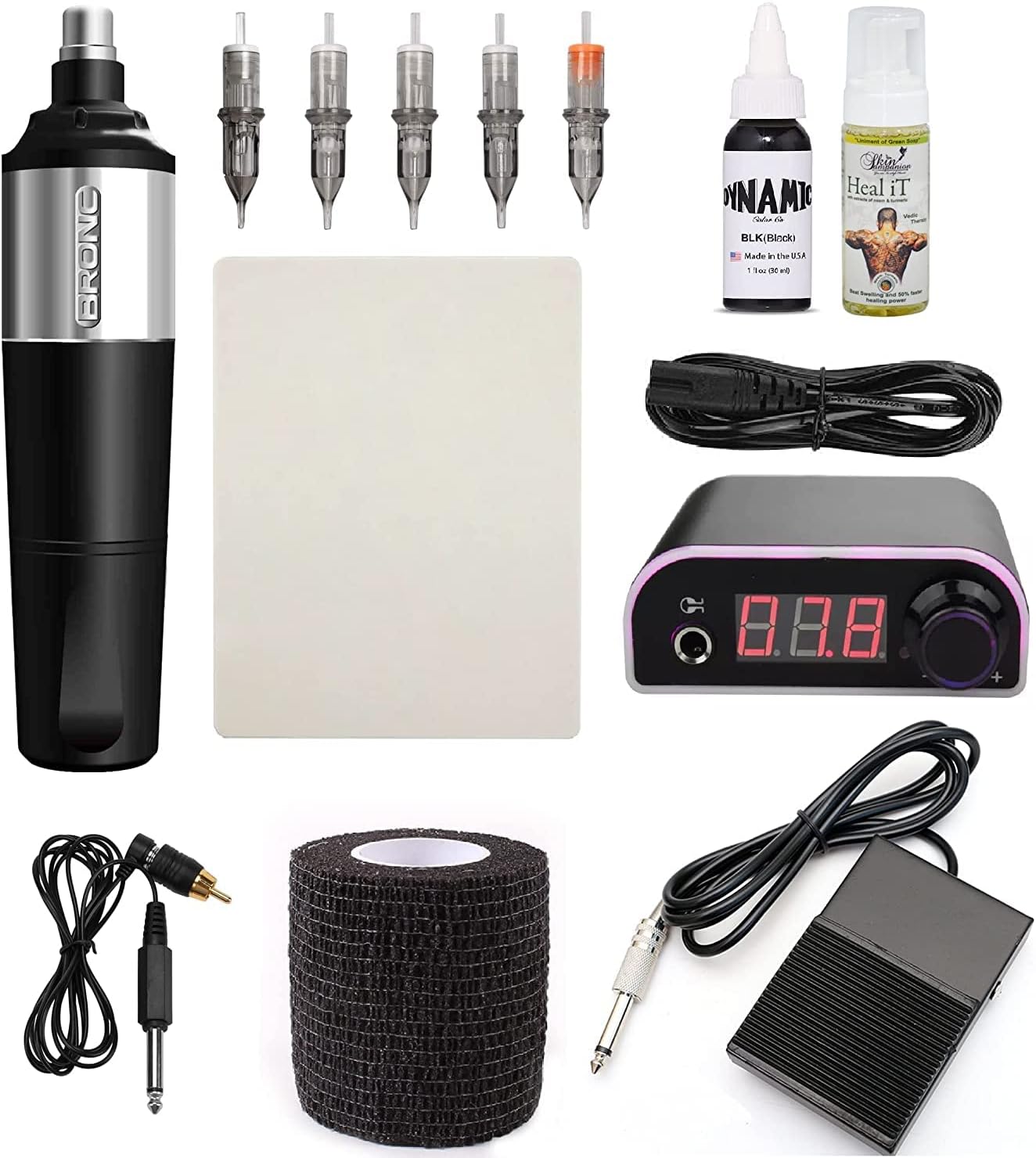 Tattoo Machine India Tattoo Kit with Liner and Shader - Inks, Needles, Practice Material