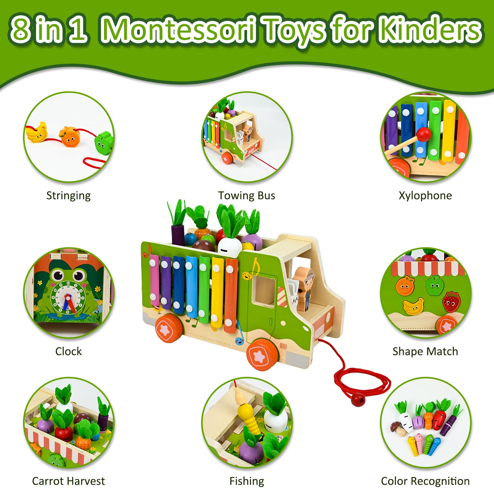 Ulikey Montessori Spielzeug 8in1 - Holz Lernspielze Produktbild-Vorschau 3