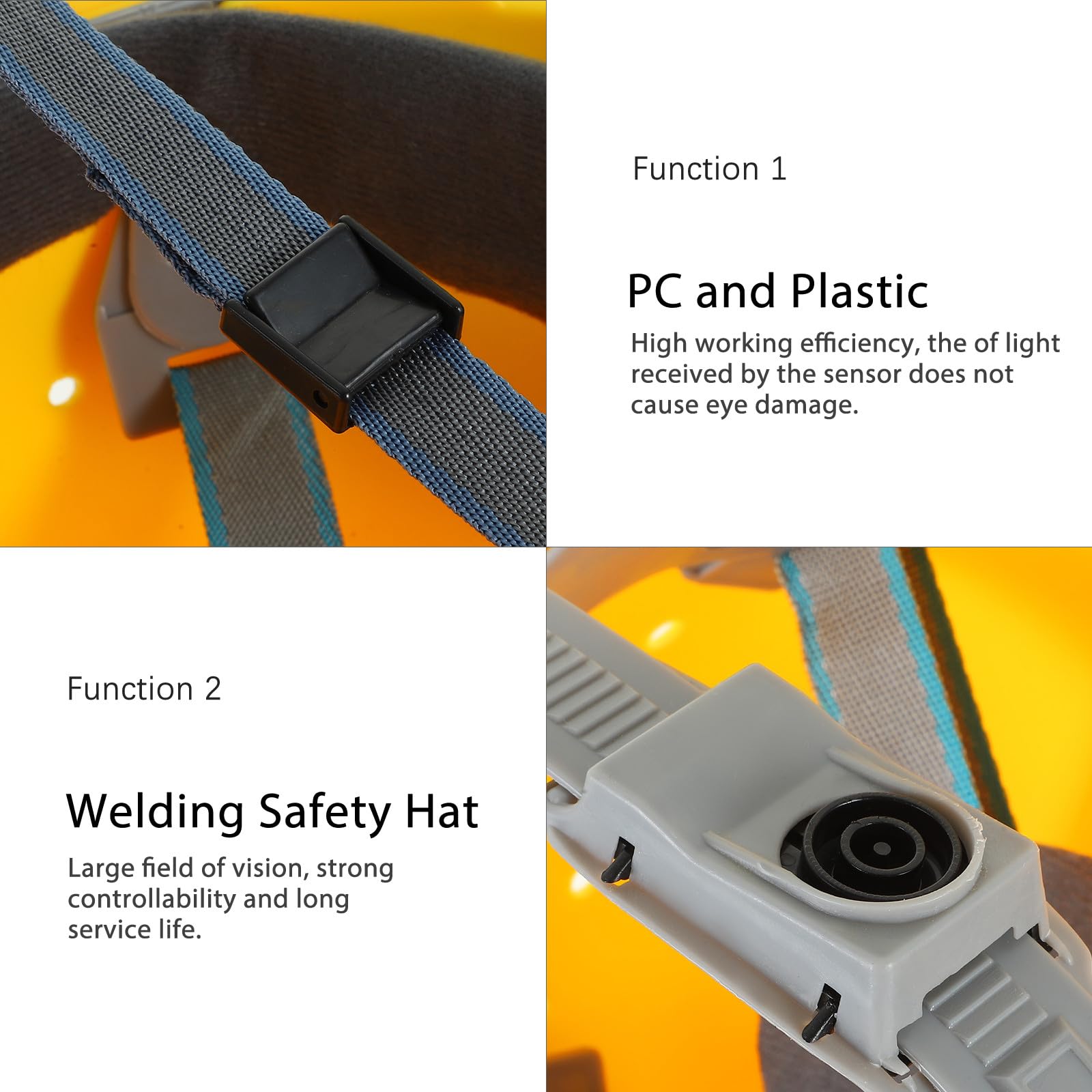 KOMBIUDA Saldatura Autoscurante Solare con Schermo Protettivo Pieno Facciale e Casco di Sicurezza Giallo Automatica Ampio Campo Visivo Rilevatore Alta Efficienza