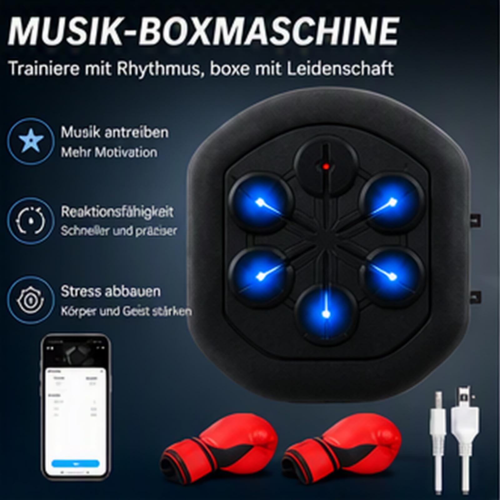 Macchina da boxe elettronica con sensore Bluetooth e guanti
