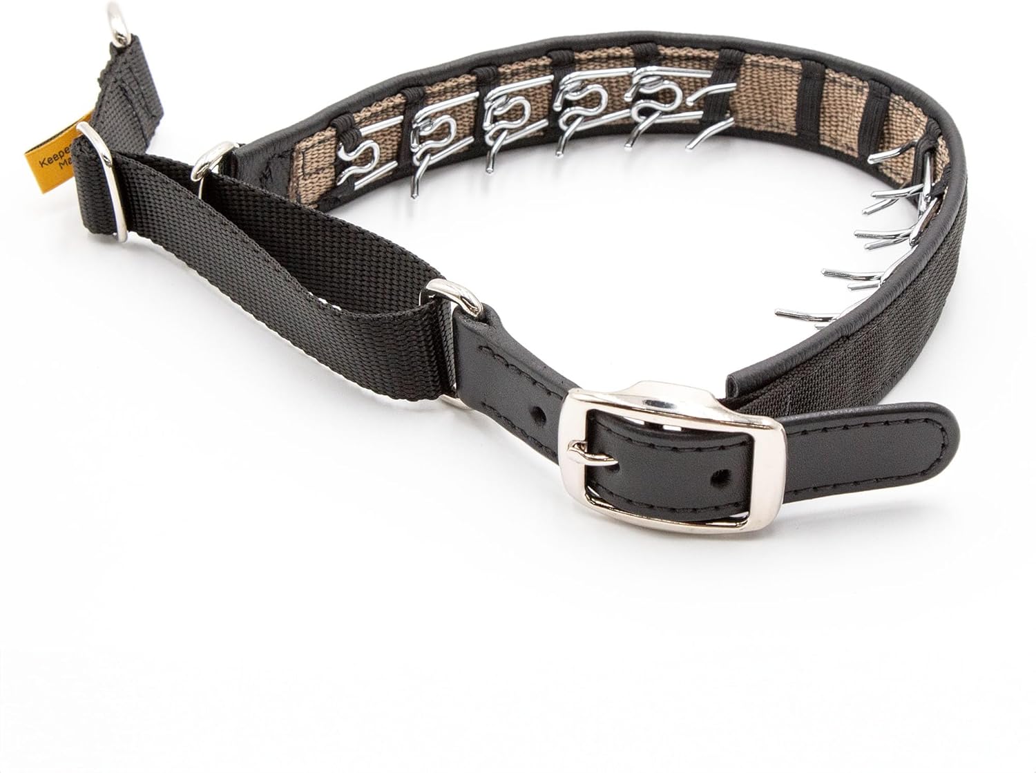 Keeper Collar Hidden Prong with Leather Strap – Adjustable Hidden Pinch Collar, Heavy Duty Chrome, 200 lb Clasp, Made in America (18, Green)