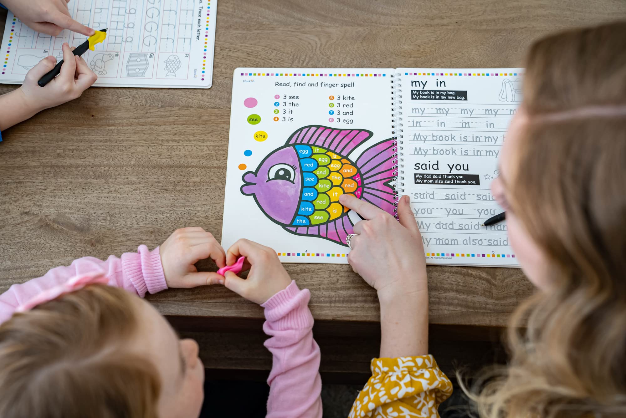 EliteKids Wielokrotnego użytku przedszkole słowa, zdanie duży zeszyt do ćwiczeń magii dla dzieci - ćwiczenie pisania odręcznego zeszyty do śledzenia listów dla dzieci w wieku 3-5 lat, magiczne zeszyty