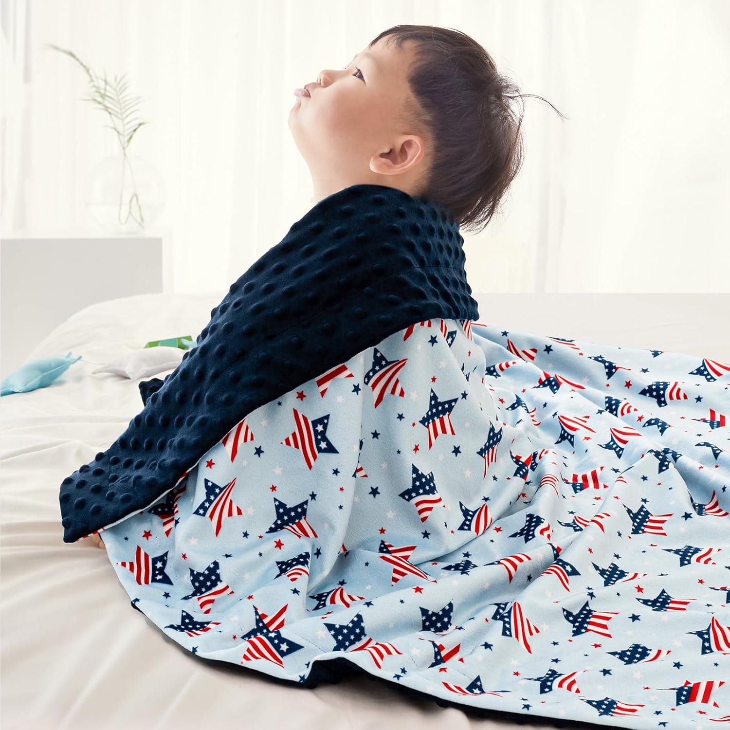 david's kids Micro Fleece Minky Baby Blanket for Boys Girls with Double Layer and Soothing Raised Dots, Breathable and Soft Lightweight Receiving Blanket for Newborns, 40x50 Inches, Flag - Image 2