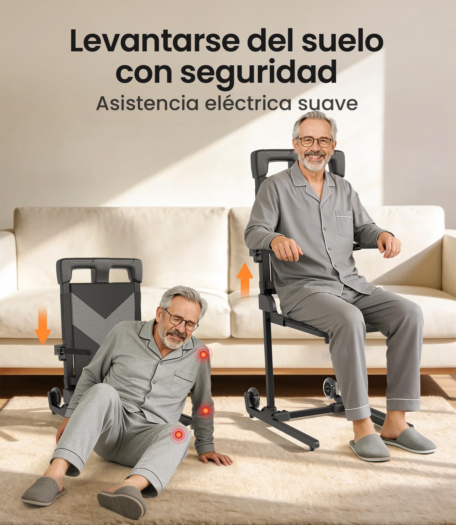 VOCIC AX25 Sillón Elevador eléctrico 160 kg, Ligero y móvil | Mayores cuidado hogar, ayuda levantarse tras caída, sillón móvil ruedas grandes, transferencia sofá cama, ligero 160KG