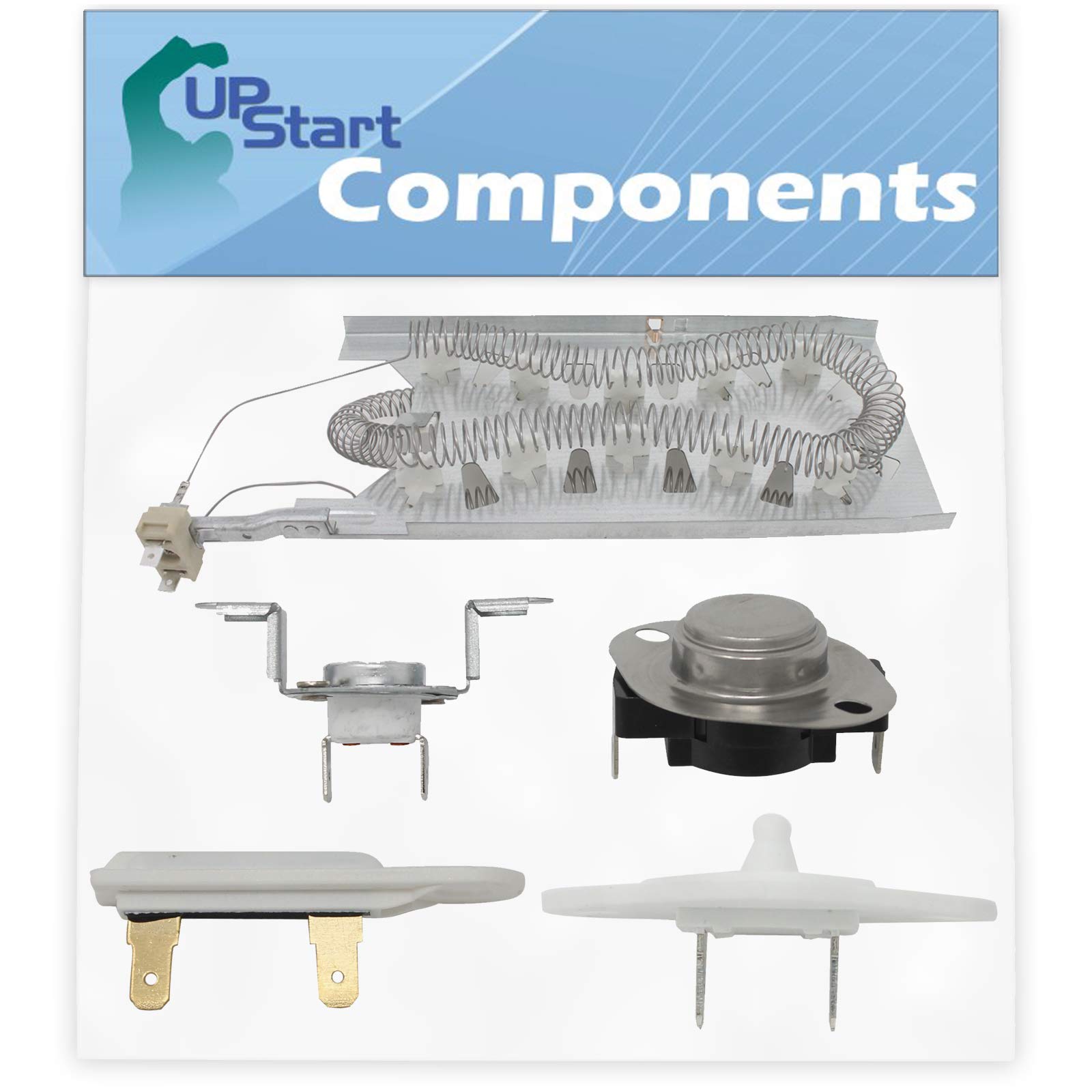 3387747, 279973, 8577274 & 3392519 Dryer Heating Element & Thermostat Kit Replacement for Maytag MED9800TQ0 - Compatible Heater Element, Thermal