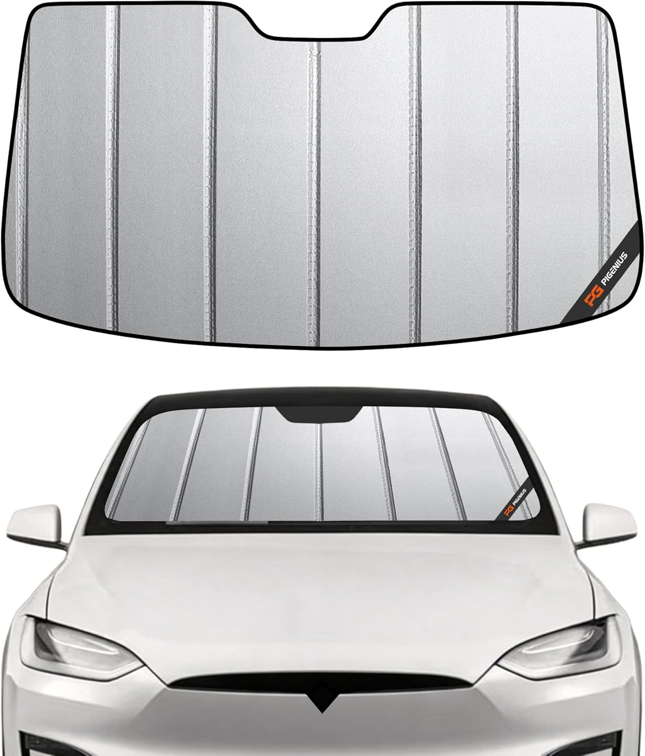 Pigenius Windshield Sun Shade for Tesla Model 3 2018-2026, Model Y 2020-2025 Old Body Style, Front Window Sunshade - Safeguard