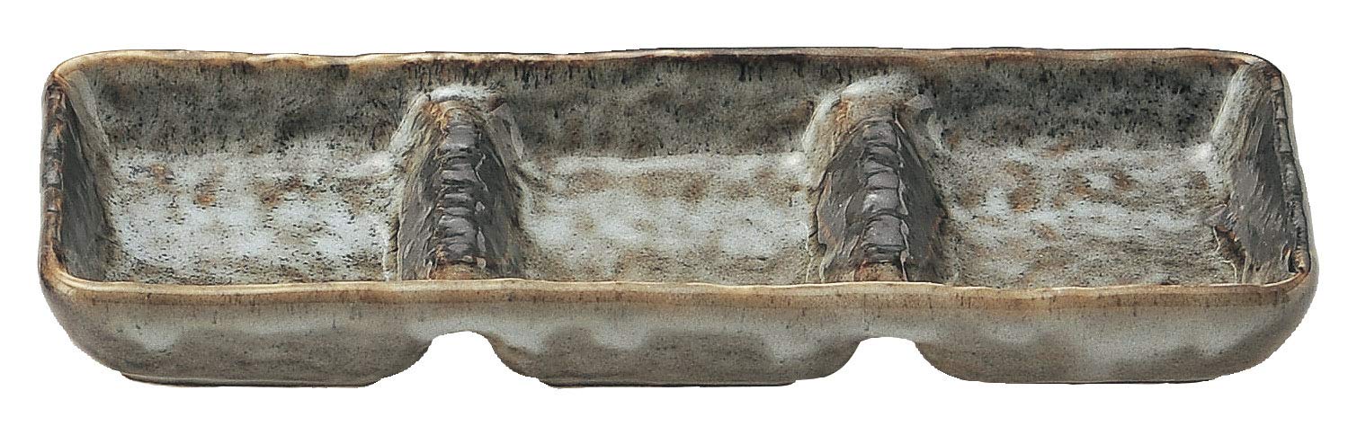 山がすみ 石目 3品盛 仕切り プレート 21×8×2.5cm 光洋陶器