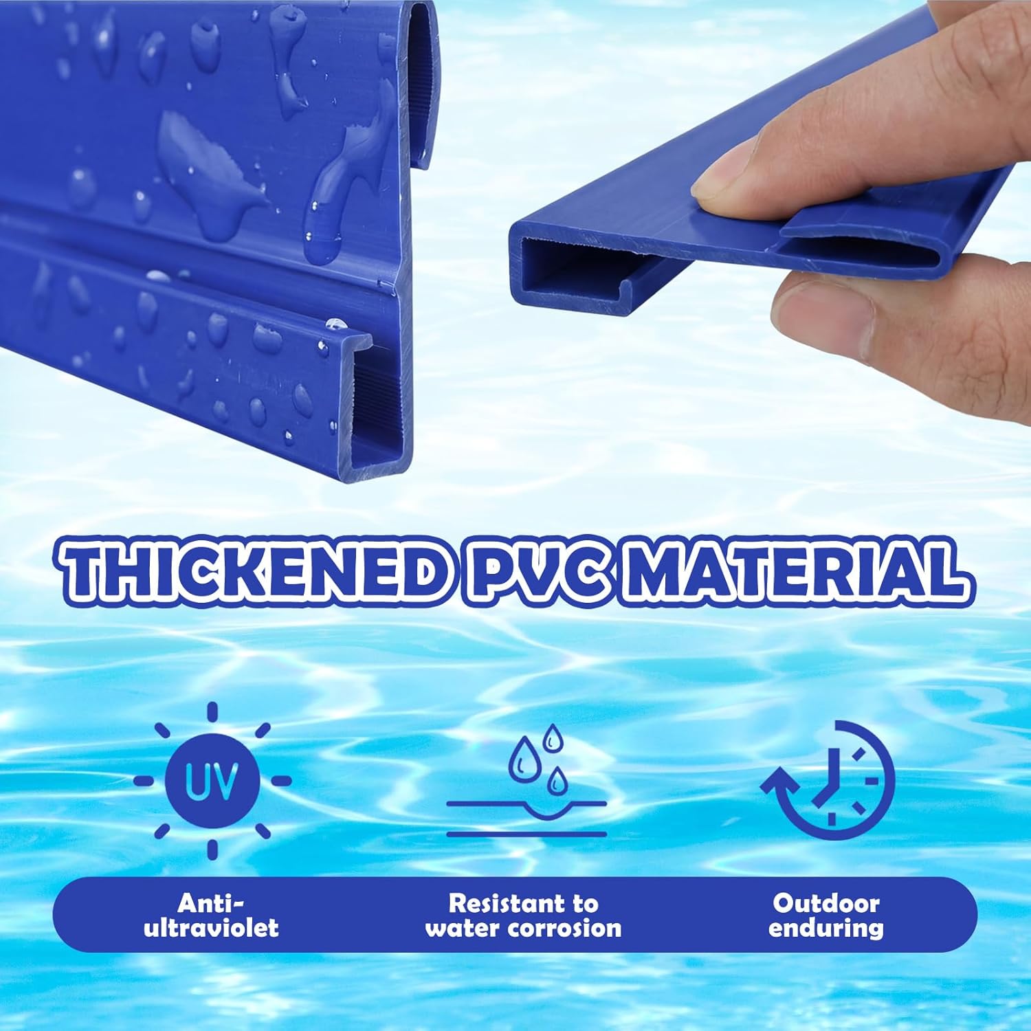 65 Pcs 27 ft Bead Receiver Round Above Ground Pool Liners Blue Beaded Pool Liner Track 1.31 ft Each Section Replacement Bead Track for Round Above Ground Swimming Pools