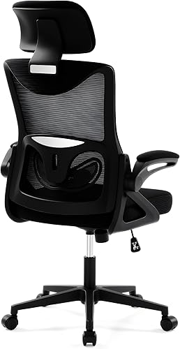 Miniatura 1 de Fizzin Silla de oficina ergonómica, silla de escritorio ergonómica con reposacabezas de malla para computadora con respaldo alto, soporte lumbar