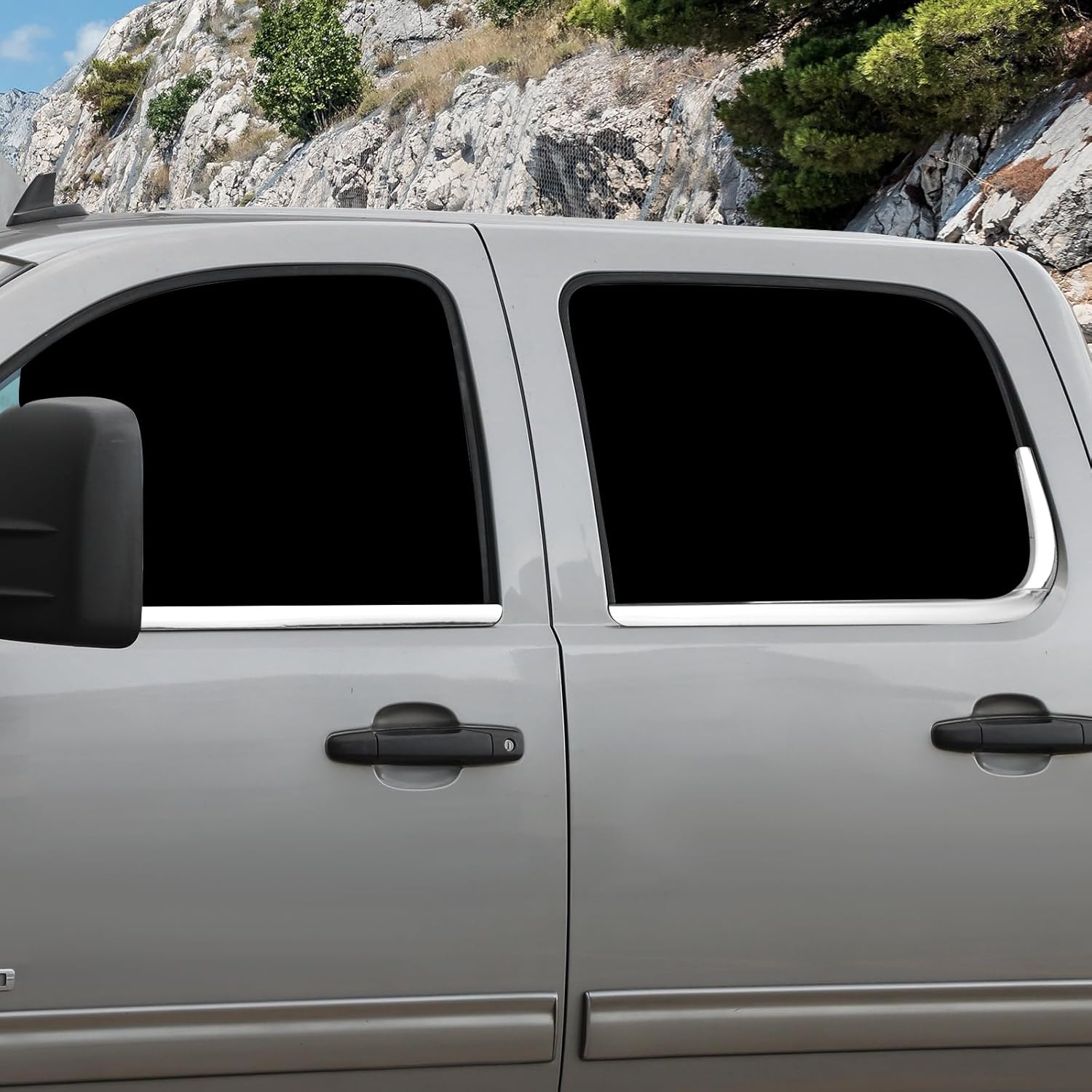 Window Sill Window Molding Cover Trim Fit for 2007-2013 Chevy Silverado/Avalanche/Suburban/Tahoe/GMC Yukon(Chrome)