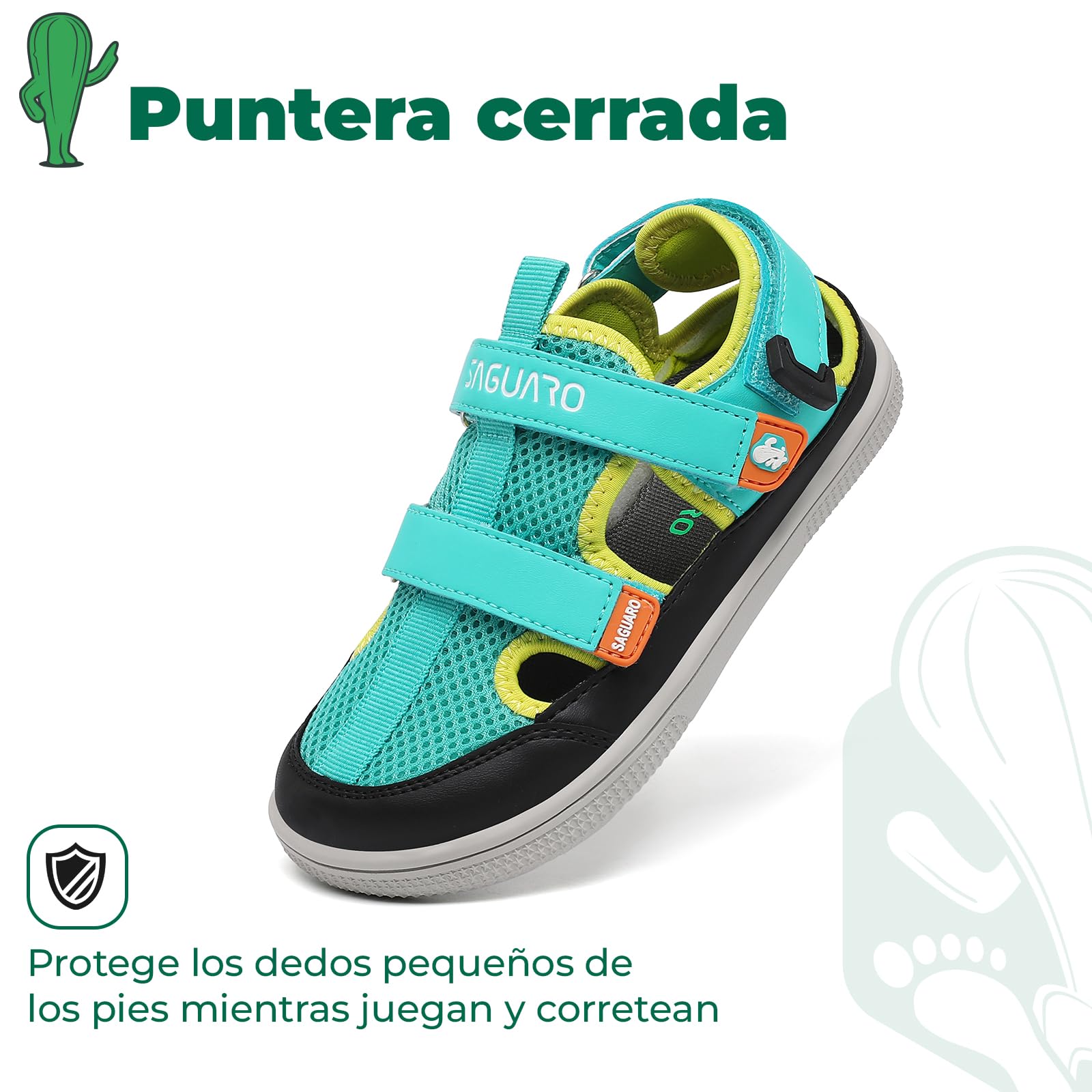 SAGUARO Niño Sandalias Barefoot Cangrejeras - Puntera Cerrada & Puntera ancha, 25-36