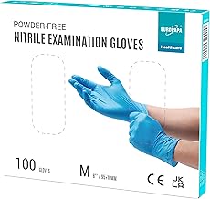 EUROPAPA® Lot de 100 gants jetables en nitrile sans poudre, sans latex, non stériles, sans latex, non stériles, sans latex, gloves disposibles (M, bleu)