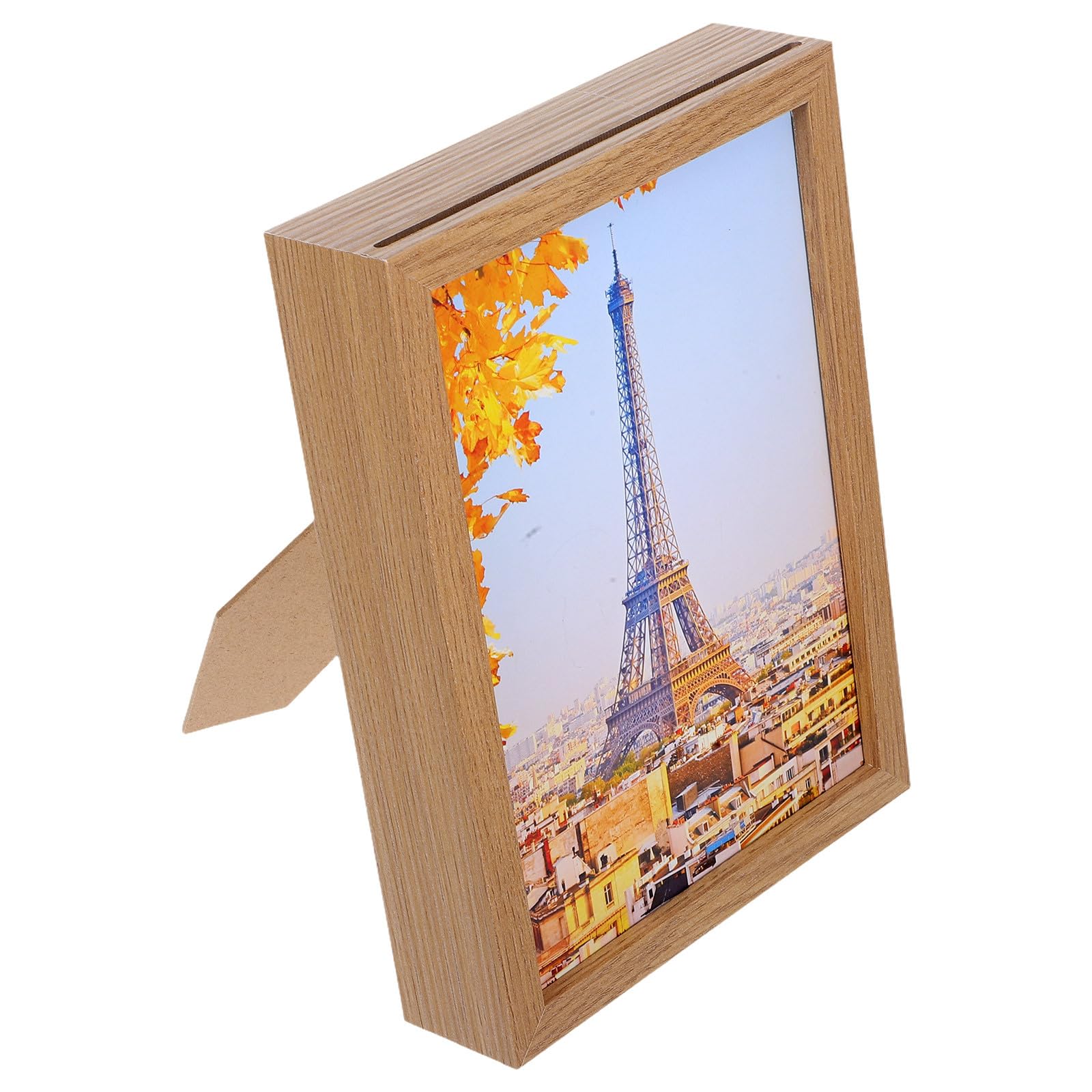 Cadre photo en bois compartiment caché, cadeau déco de tirelire