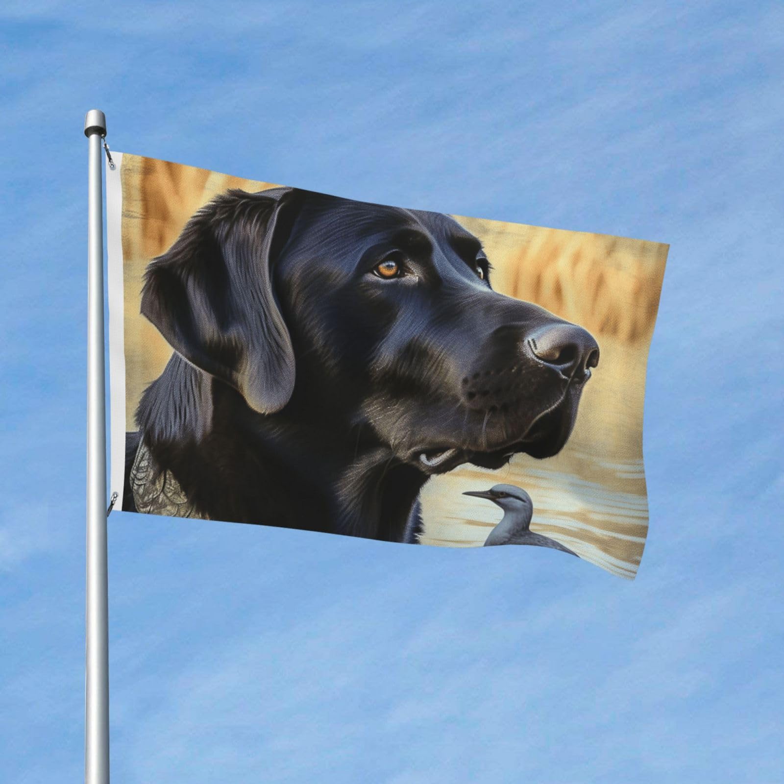 Flag 150cm x 90cm Double Sided Custom Flag A Black Labrador Banner Outdoor Home Decoration Garden Flags Heavy Duty 200D Polyester Holiday Banners for Patio lawns
