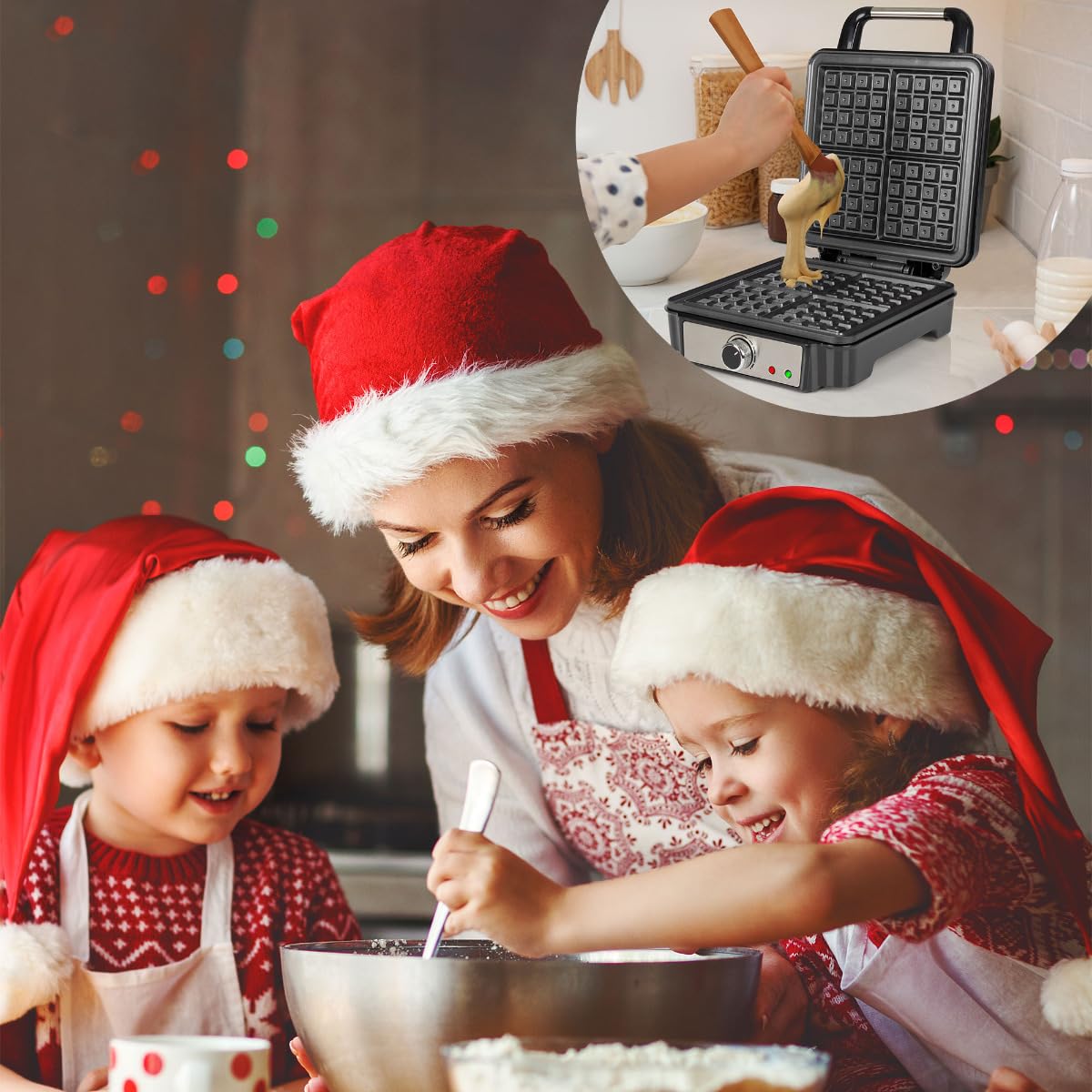 ProfiCook® PC-WA 1241 - Piastra per waffle belghe con 4 superfici di cottura, piastra per waffle belga, superficie di cottura antiaderente | grado di doratura regolabile | acciaio inox | 1200 Watt |