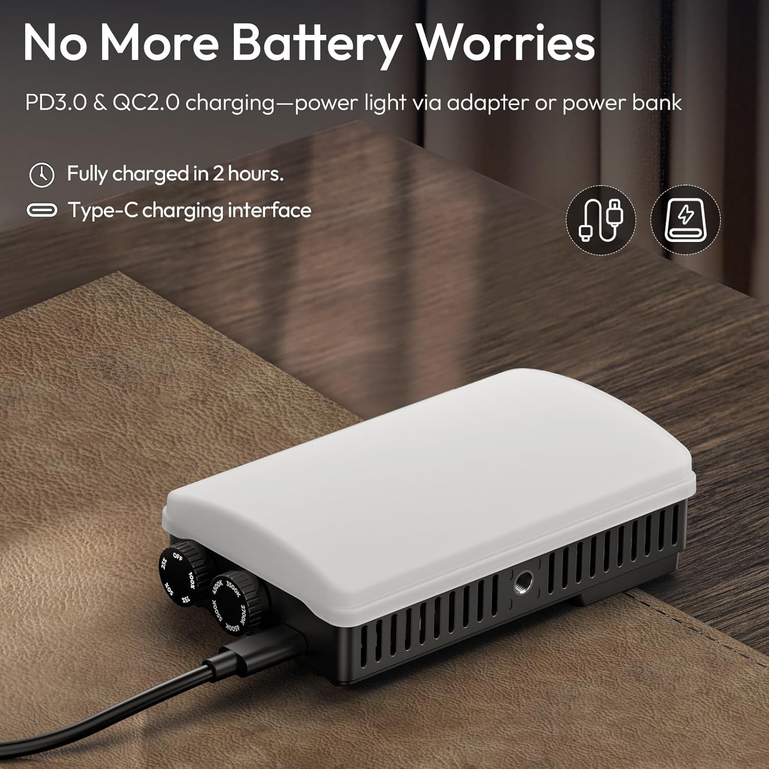 ULANZI PL25 Video Light, 25W LED Camera Light Mini Panel Bi-Color for DSLR Photography, 3200Lux, CRI≥96 2700K-6500K, 2000mAh Rechargeable Portable On-Camera Lighting for Photo, Video, YouTube, Vlog - Image 8