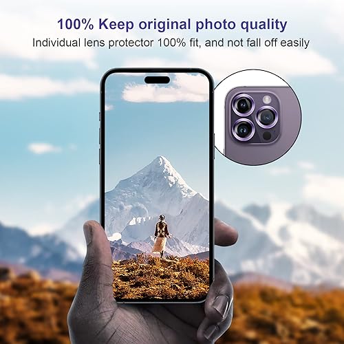 Miniatura 192 de Paquete de 3 x 2 protectores de lente de cámara Jeluse para iPhone 14 Pro Max para iPhone 14 Pro, cubierta protectora de pantalla de vidrio templado