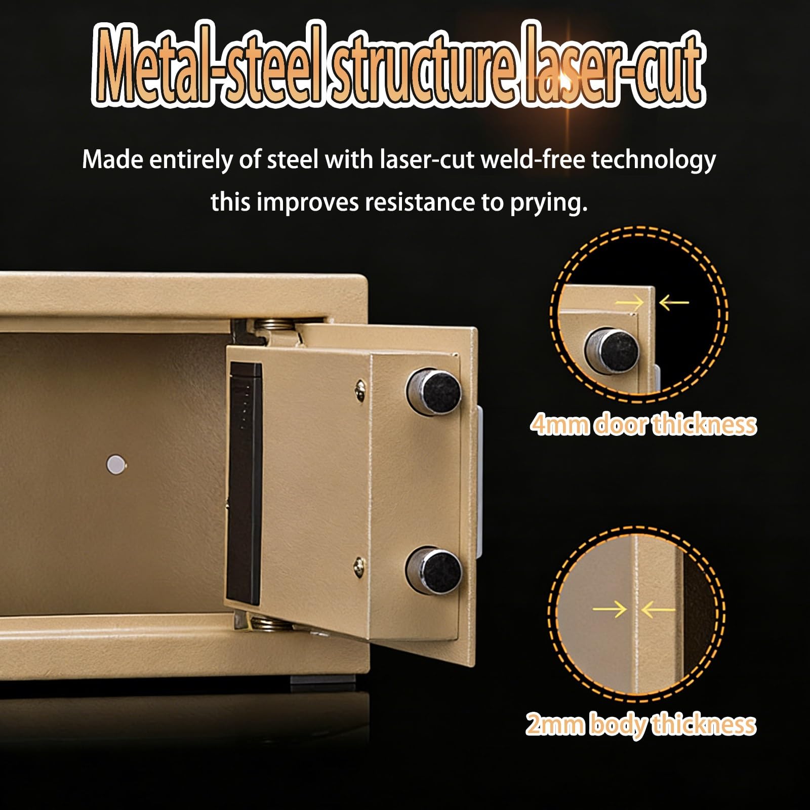 caja fuerte camufladas pequeña cofre safe con llave ignifuga Diseño cerradura simple Material de acero al carbono recubrimiento polvo mate resistente(Black)