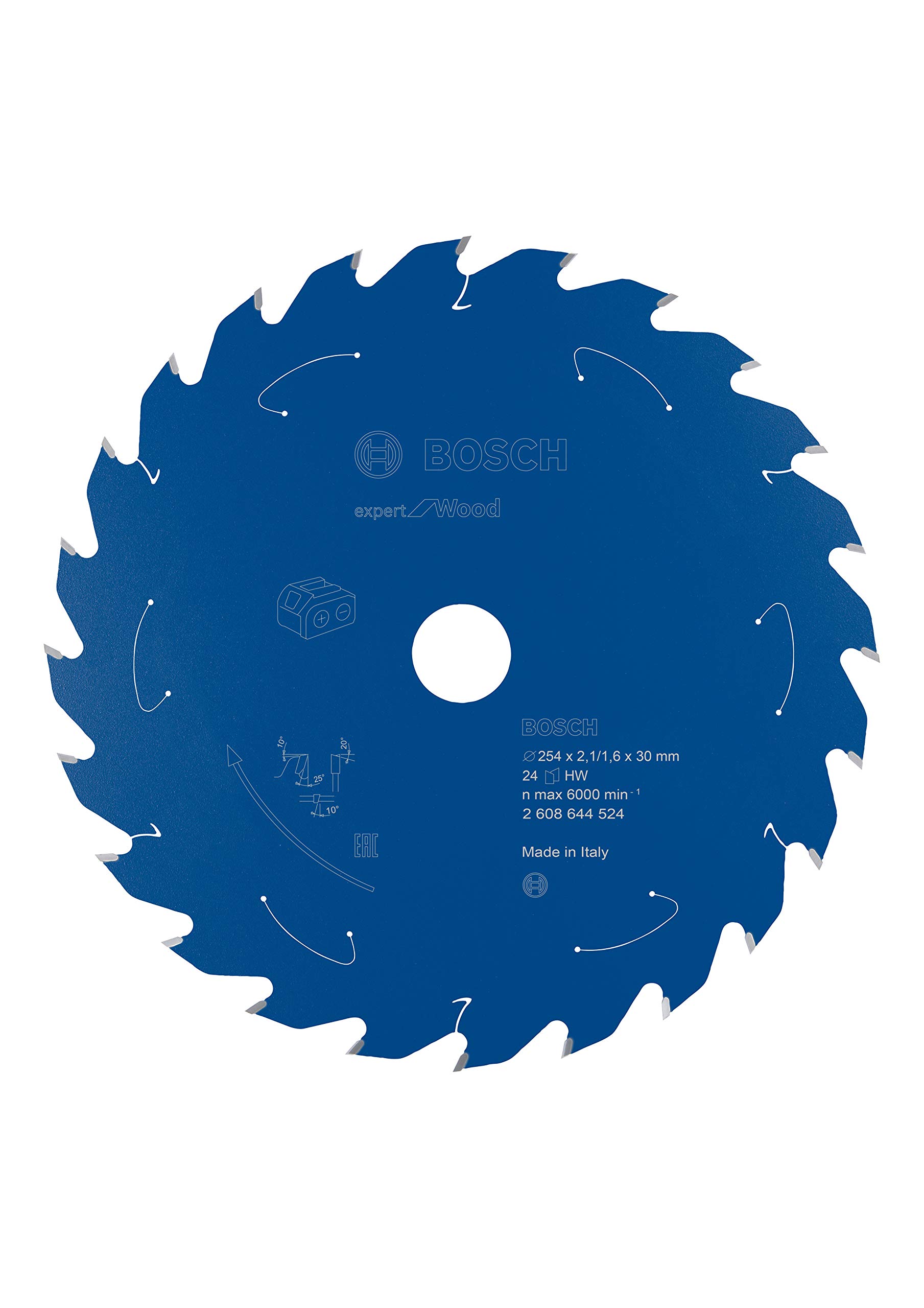 Bosch Professional Lama Per Sega Circolare Expert For Wood (Legno, 254 x 30 x 2.1 mm, 24 Denti, Accessorio Per Sega Circolare A Batteria)
