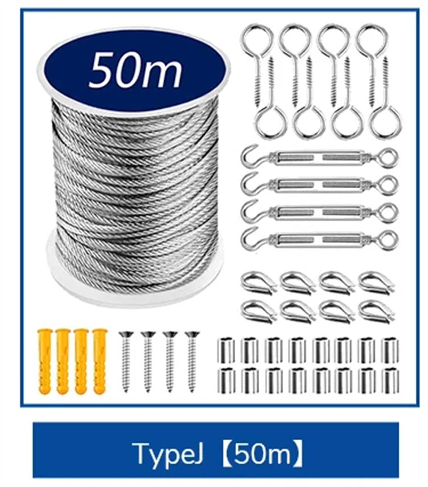 Cable Acero,Cuerda de Alambre Cuerda de Alambre Flexible recubierta de PVC de Acero, Kit de 2mm de diámetro, tendedero de Acero Inoxidable Transparente Suave, 15/25/30/50 Metros(TypeJ 50m)