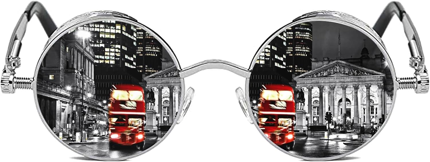 ROCKNIGHT Gothic Steampunk Round Polarized UV400 Protection Sunglasses Unisex Street Outdoor 48mm