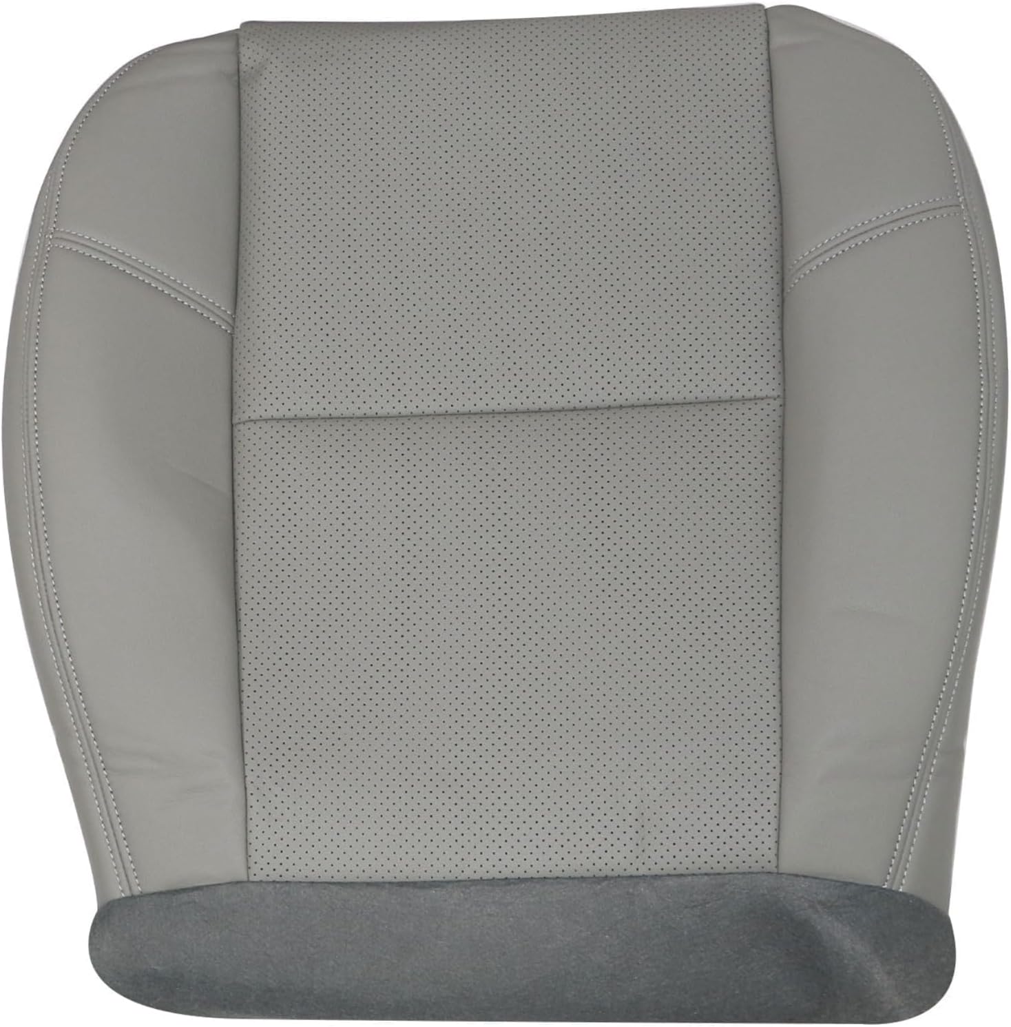 GXARTS Driver or Passenger Side Bottom Replacement Perforated Leather Seat Cover #836 833 Light Titanium Gray Compatible with Chevy Suburban Tahoe GMC Sierra Yukon 2009 2010 2011 2012 2013 2014