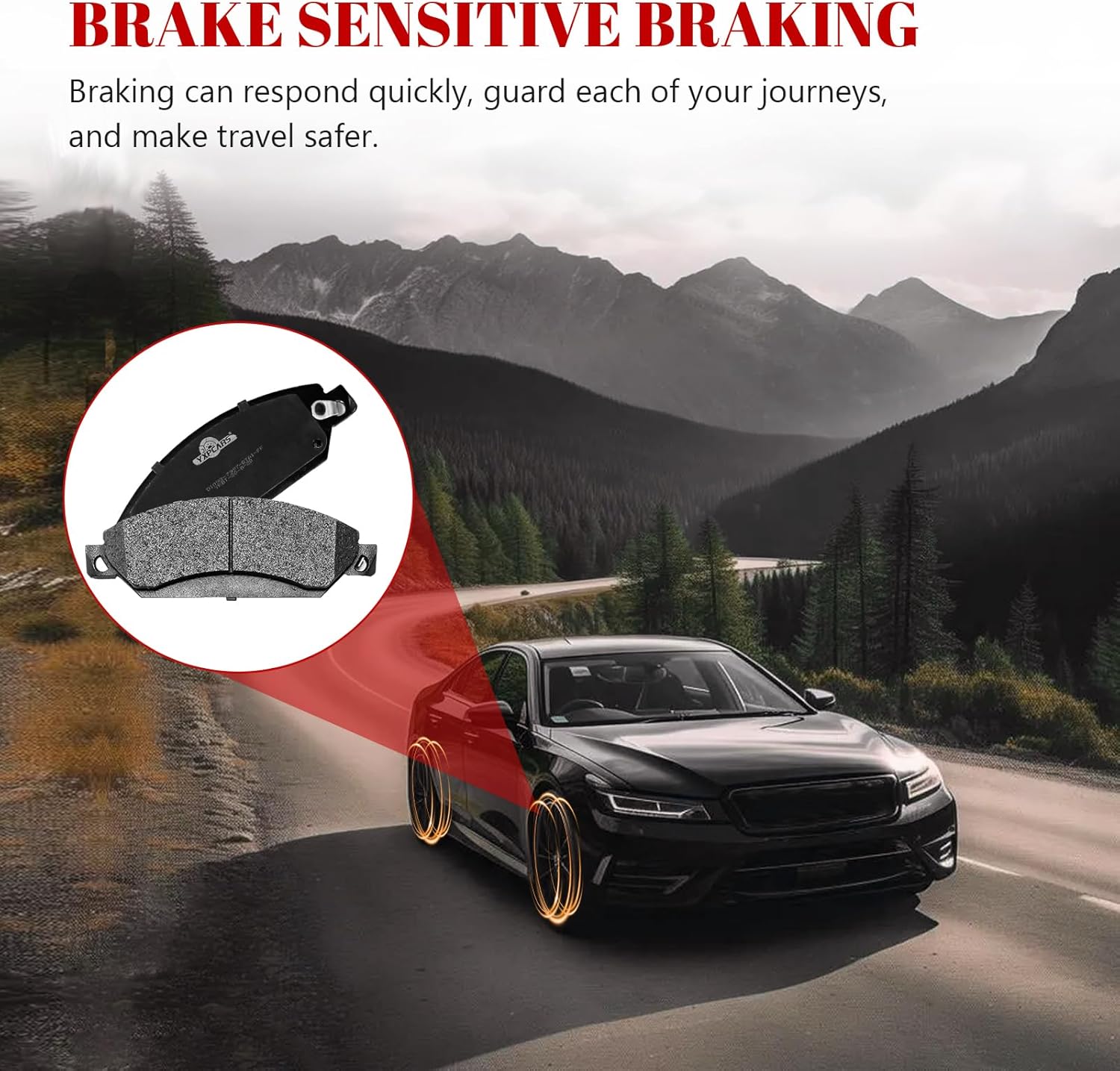 Ceramic Disc Brake Pads Set Front and Rear Replacement for Gmc Sierra 1500 2005 6 Lug, for Sierra 1500 2006 Denali, for Gmc Sierra 1500 2007 old Body Style Denali