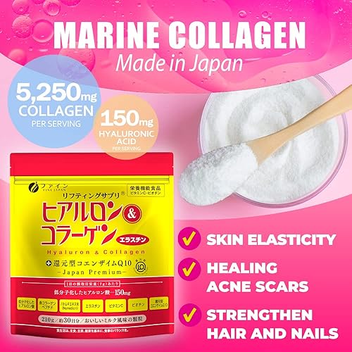 Miniatura 3 de FINE JAPAN Péptidos de colágeno. Ácido hialurónico y colágeno + ubiquinol. Colágeno marino en polvo con elastina. Sin OMG. Apoya la piel, el