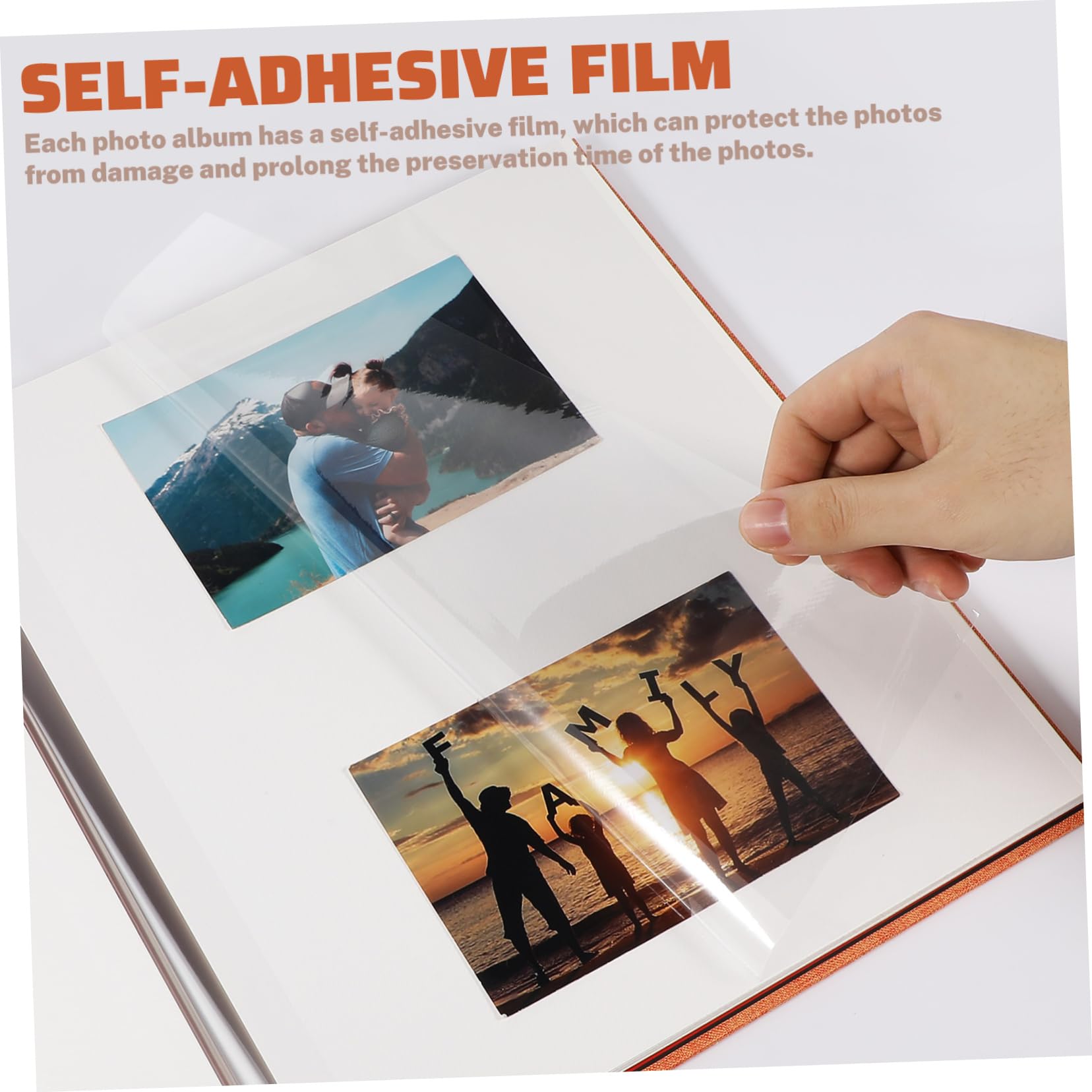 Leeres Fotoalbum mit Hardcover, Leineneinband und Sichtfenster | Orange, Blanke Seiten für Freie Layouts, Robust Verarbeitet für Erinnerungen