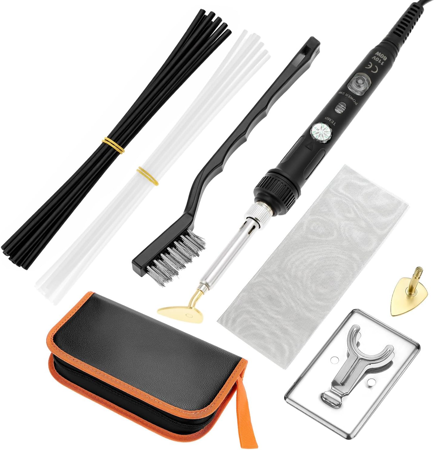 QWORK Plastic Welding Kit for Surface Repair - 80W, 110V, Adjustable Temperature 200-480℃ with Complete Accessories Set, Welder Tool