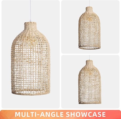 Miniatura 5 de Arturesthome Lámpara colgante de granja para isla de cocina, lámpara de ratán para sala de estar y dormitorio