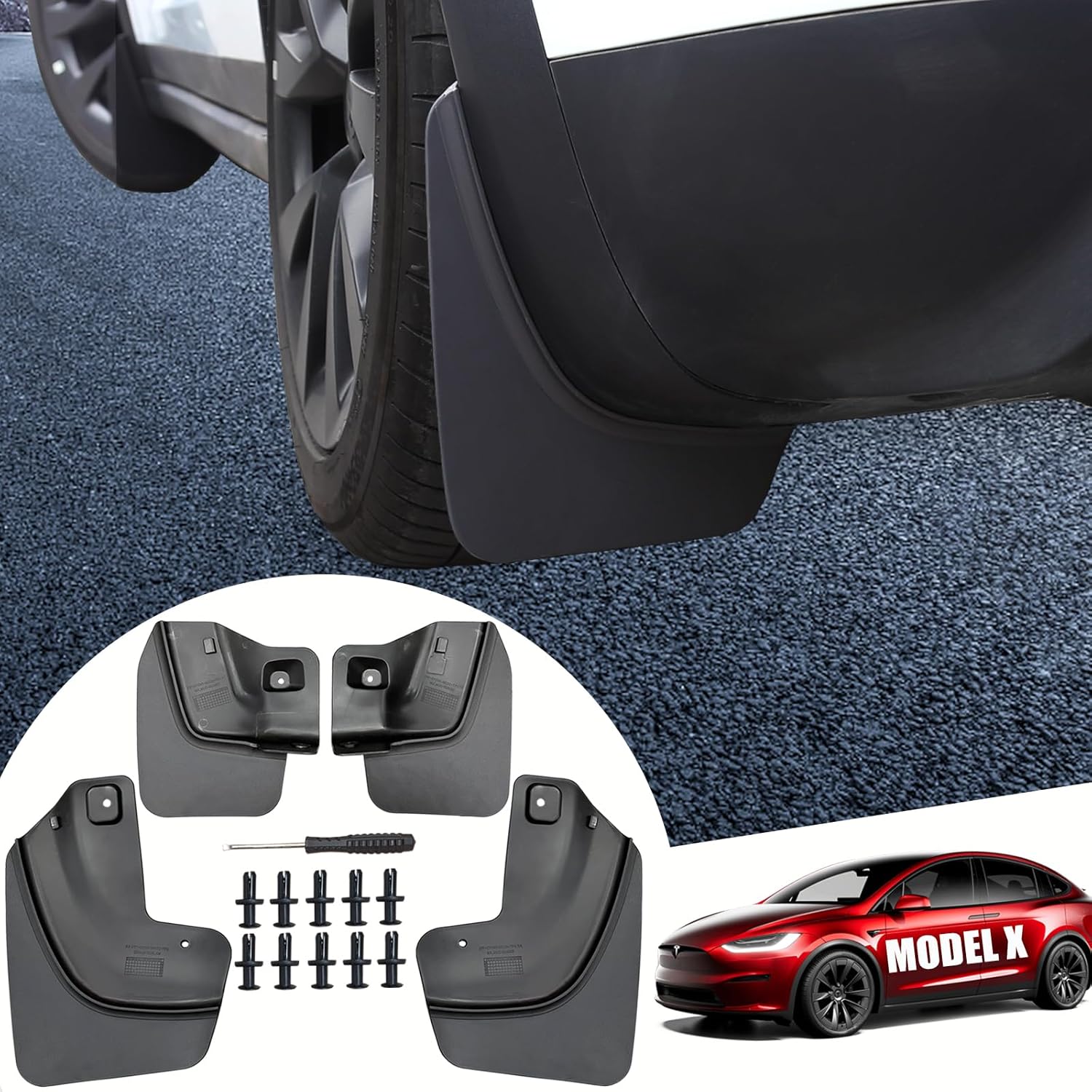 RAZOVEYI Mud Flaps for Tesla Model X/Model X Plaid 2024 2023 2022 No Drilling