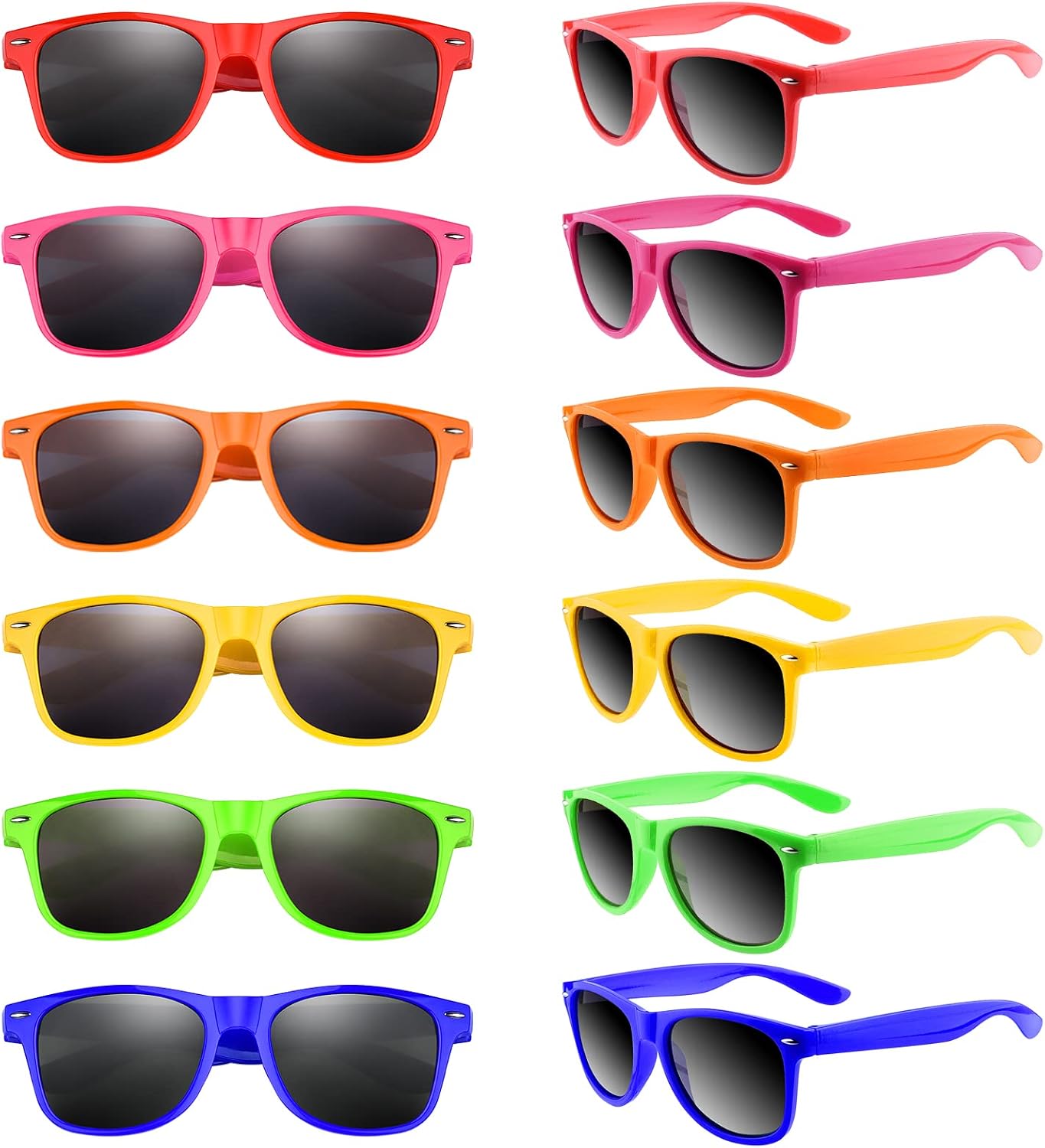 MIAHART Kids Sunglasses Bulk Neon Colors Party Glasses Favors for Boys and Girls Summer Beach Pool Party