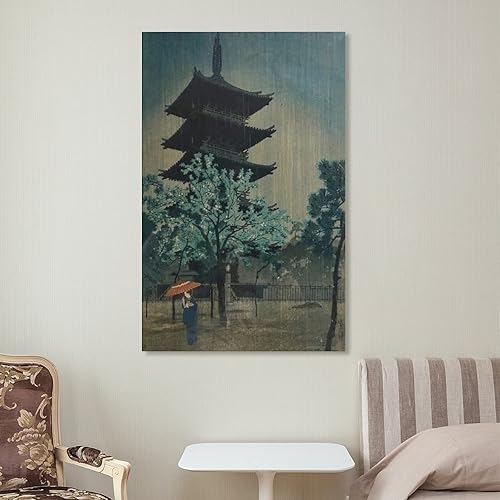 Miniatura 7 de Póster japonés vintage japonés de lluvia tardía en la pagoda, póster vintage de geisha japonesa, póster artístico, póster artístico de pared,