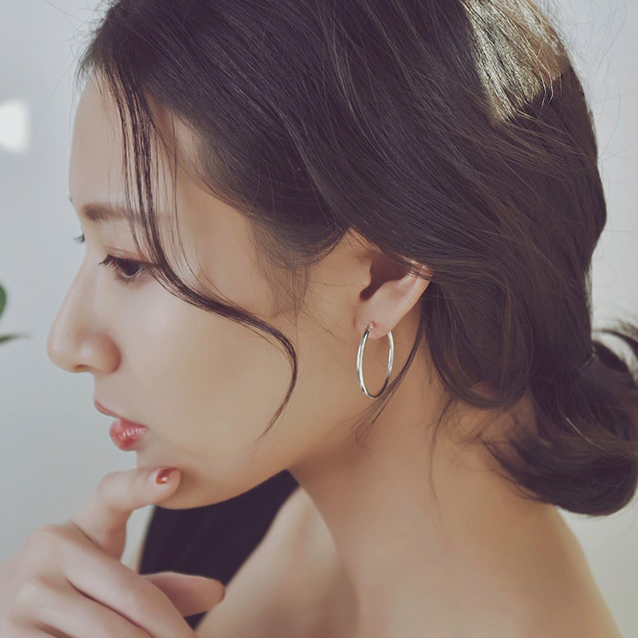 Silver Hoop Earrings Sterling Silver Circle Endless Big Earrings Hoops Jewelry,Fashion Gold Hoop Earring for Women,Daimeter 20,30,40,50,60,70,80mm