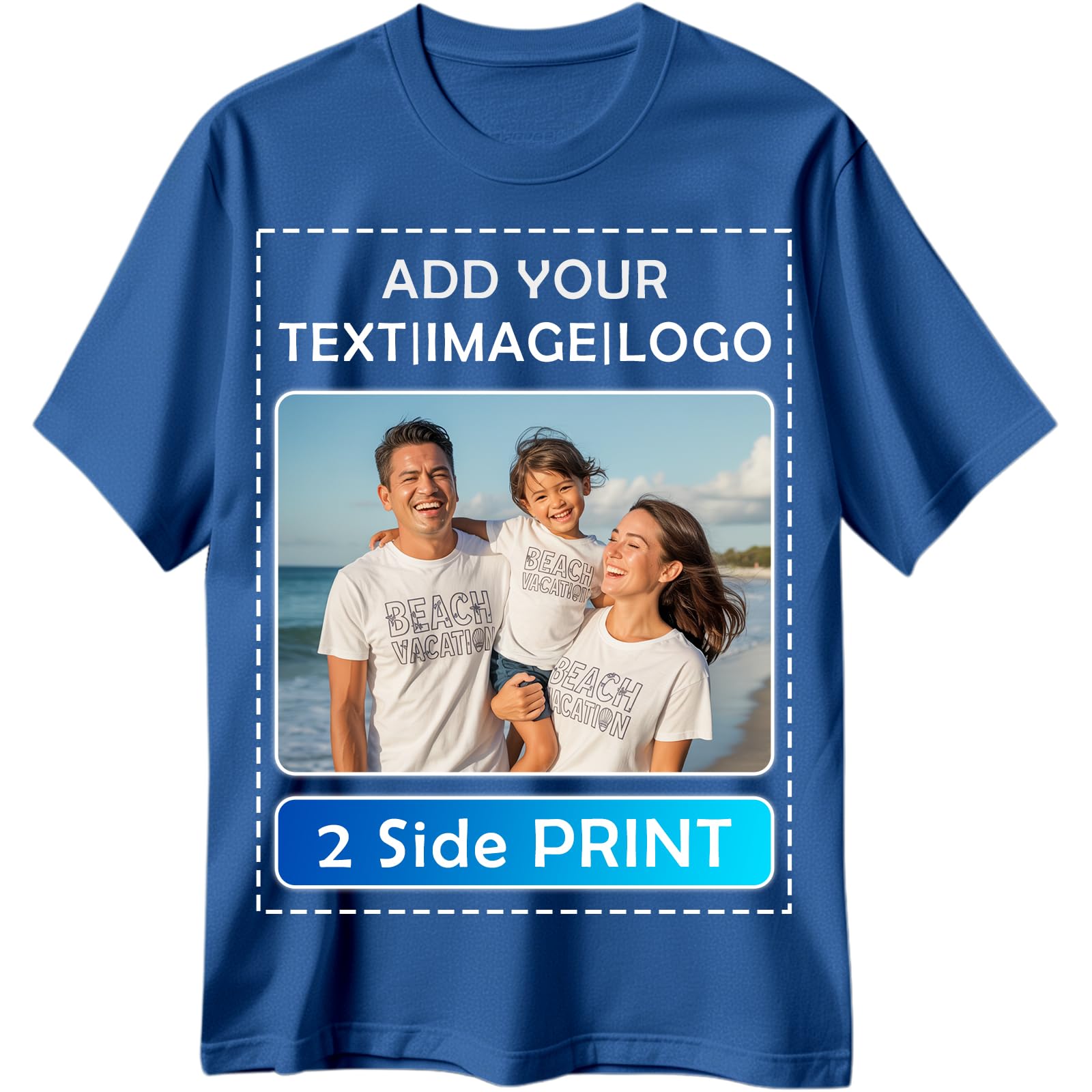 Custom T Shirts for Men Women Personalized T-Shirts Made in USA Design Your Photo/Text/Logo Customized Cotton Tee Front Back